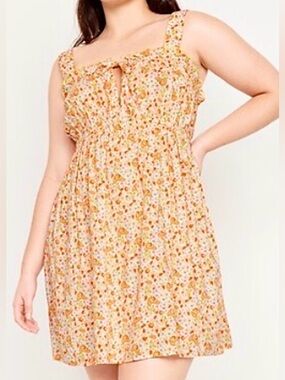 Old Navy Ruffle-Trim Pajama Nightgown    Dress Large Cotton Blend Yellow Floral